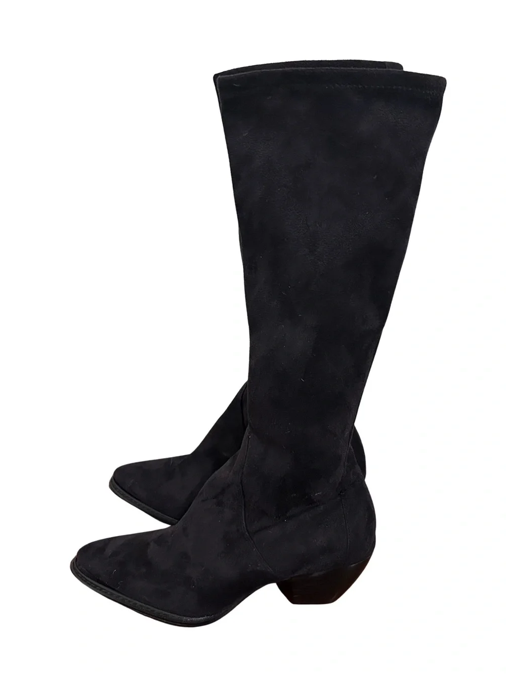 Donald J. Pliner Black Suede Fitted Heel Stretch Heel Riding Boots Size 8